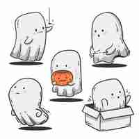 Free vector hand drawn halloween ghosts collection