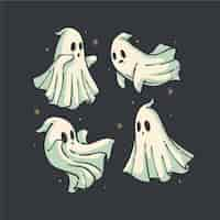 Free vector hand drawn halloween ghosts collection