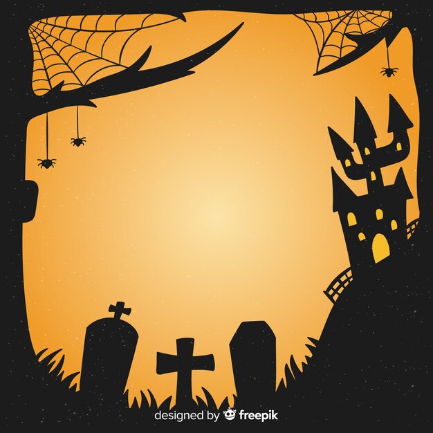 Hand drawn halloween graveyard frame