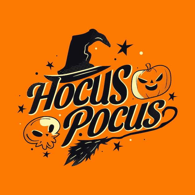 손으로 그린 할로윈 hocus pocus 레터링