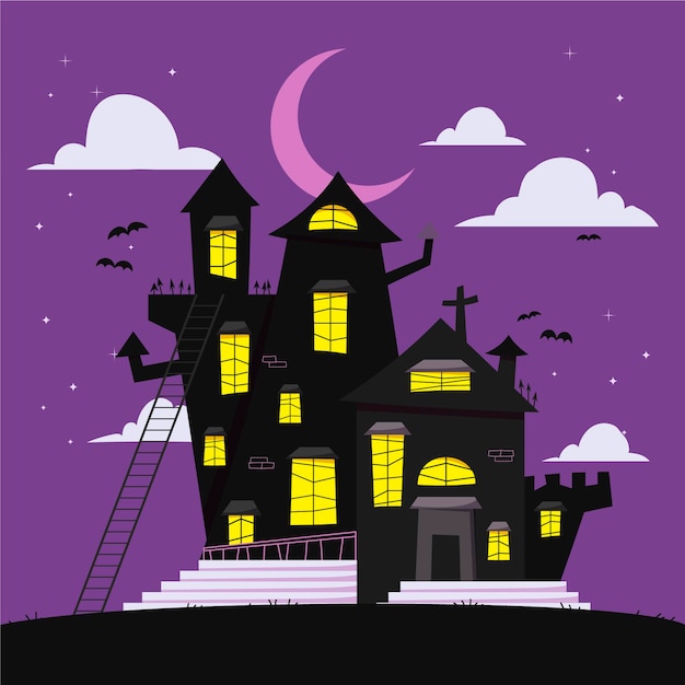 Hand drawn halloween house illustration