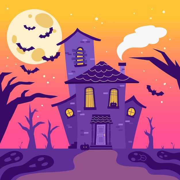 Illustrazione disegnata a mano della casa di halloween