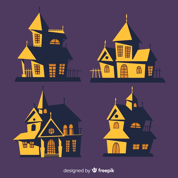 Hand drawn halloween house with shadows