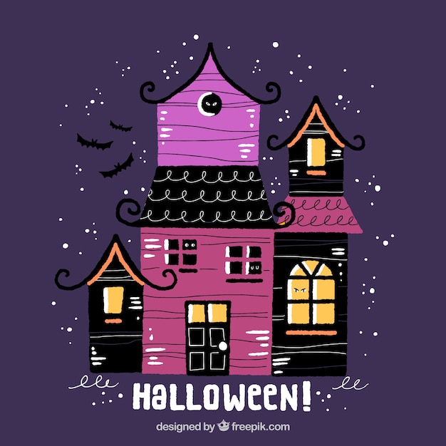 Free vector hand drawn halloween house