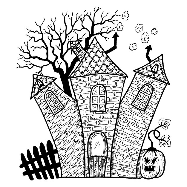 Hand-drawn halloween house