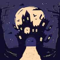 Бесплатное векторное изображение Ручной обращается хэллоуин дом