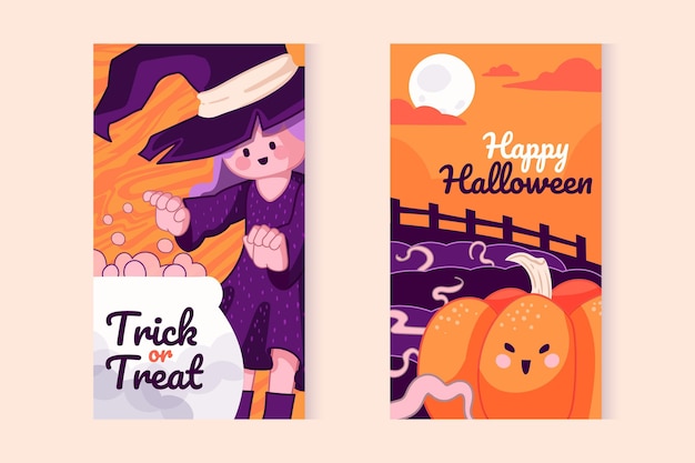 Collezione di storie di instagram di halloween disegnate a mano