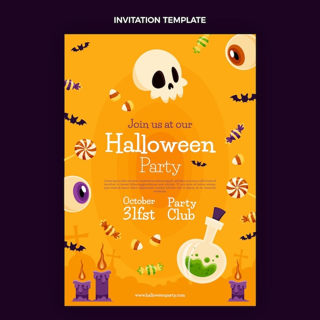 Бесплатное векторное изображение Ручной обращается шаблон приглашения на хэллоуин