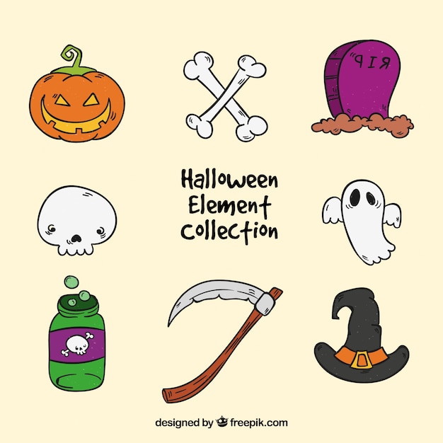 Hand drawn halloween items