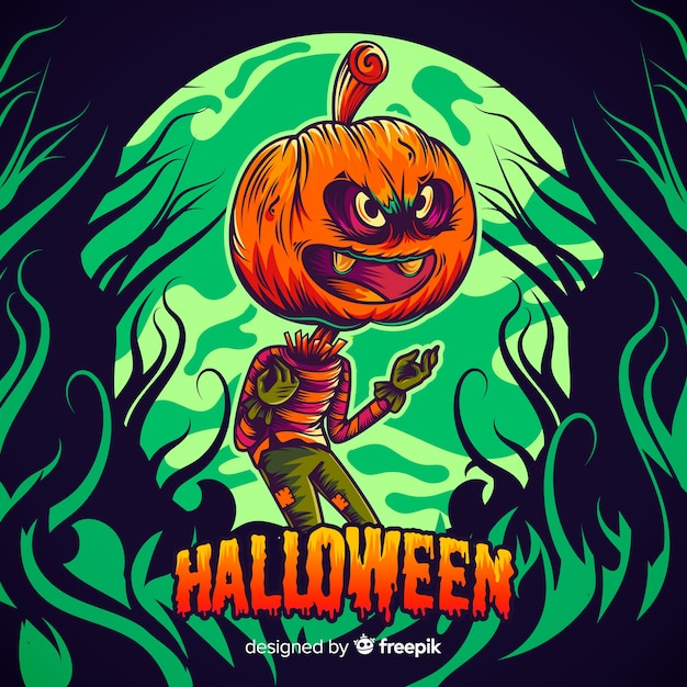 Free vector hand drawn halloween jack-o-lantern