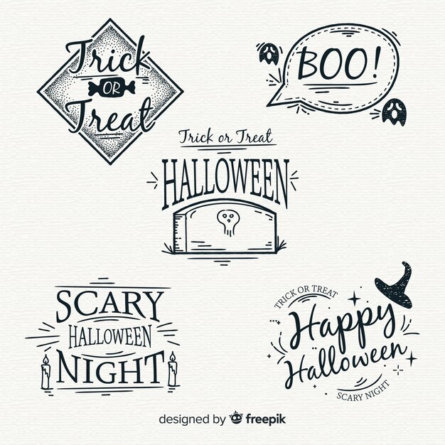 Hand drawn halloween label collection