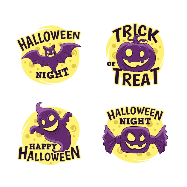 Free vector hand-drawn halloween label collection