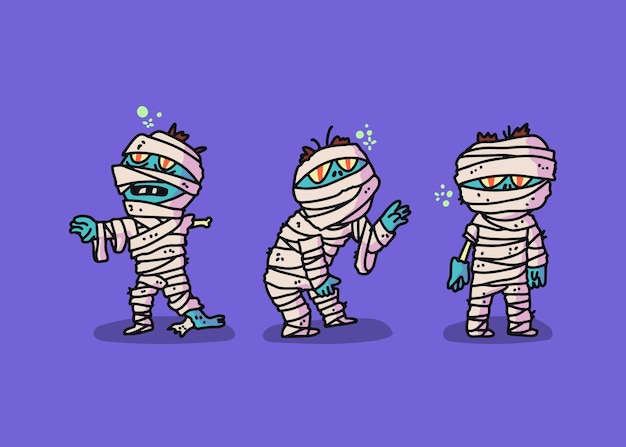 Free vector hand drawn halloween mummies collection