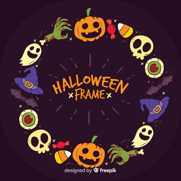 Hand drawn halloween ornamental frame