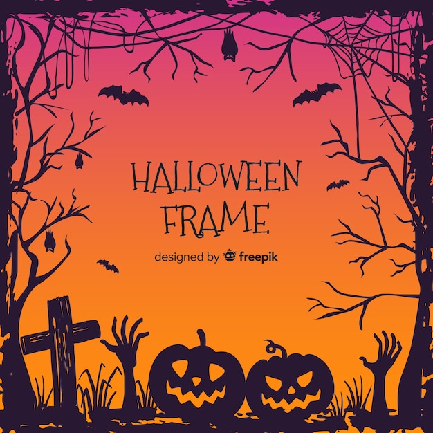 Free vector hand drawn halloween ornamental frame