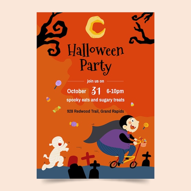 Free Vector Halloween Party Invitation Template – Download for Vector