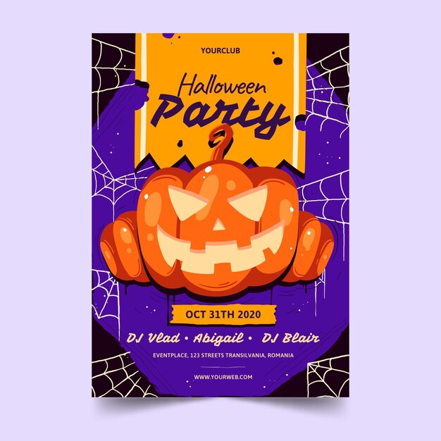 手描きのハロウィーンパーティーポスターテンプレート