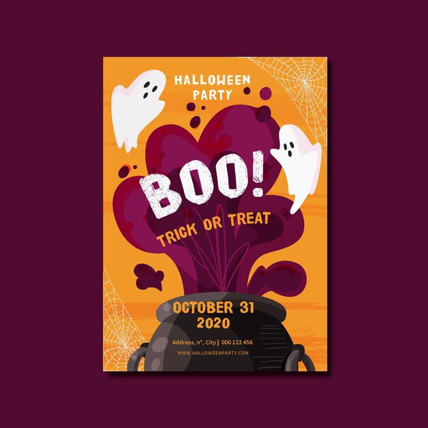 Ручной обращается шаблон плаката вечеринки в честь хэллоуина