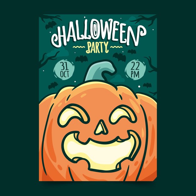 Hand drawn halloween party poster template