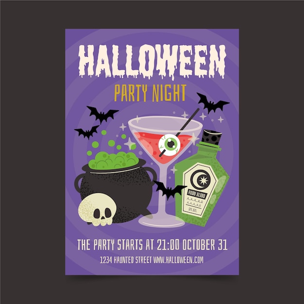 Hand Drawn Halloween Party Poster Template