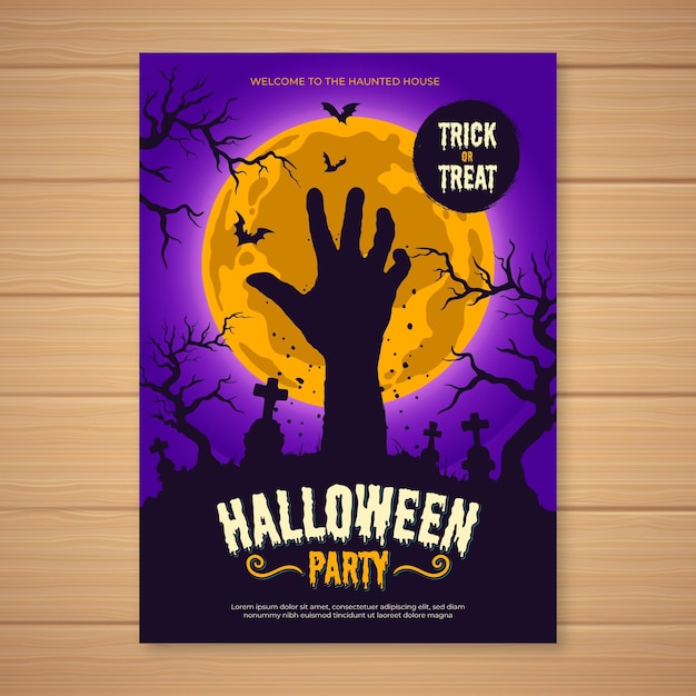 Hand drawn halloween party poster template