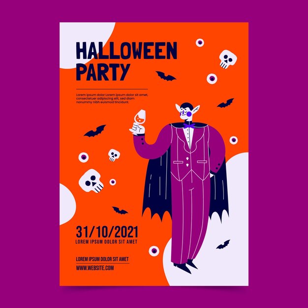 Hand drawn halloween party poster template