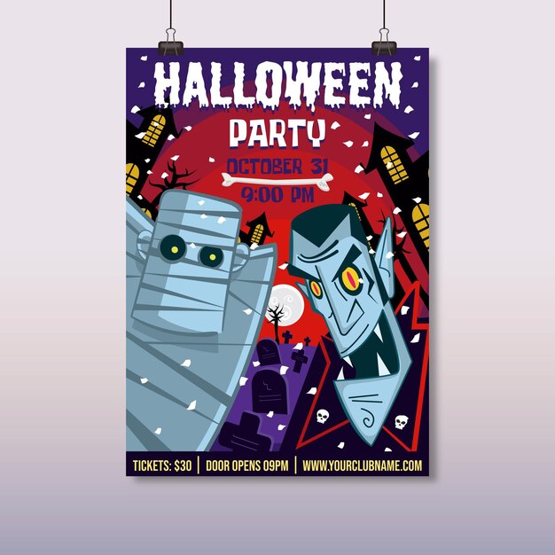 Hand drawn halloween party poster