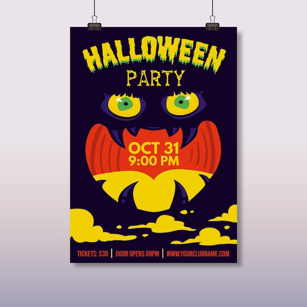 Free vector hand drawn halloween party poster