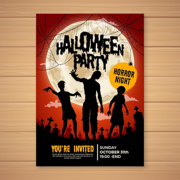 Free vector hand drawn halloween party poster