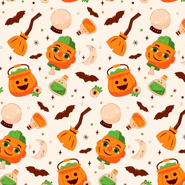 Free Vector hand drawn halloween patter illustration