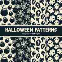 Free vector hand drawn halloween pattern collection