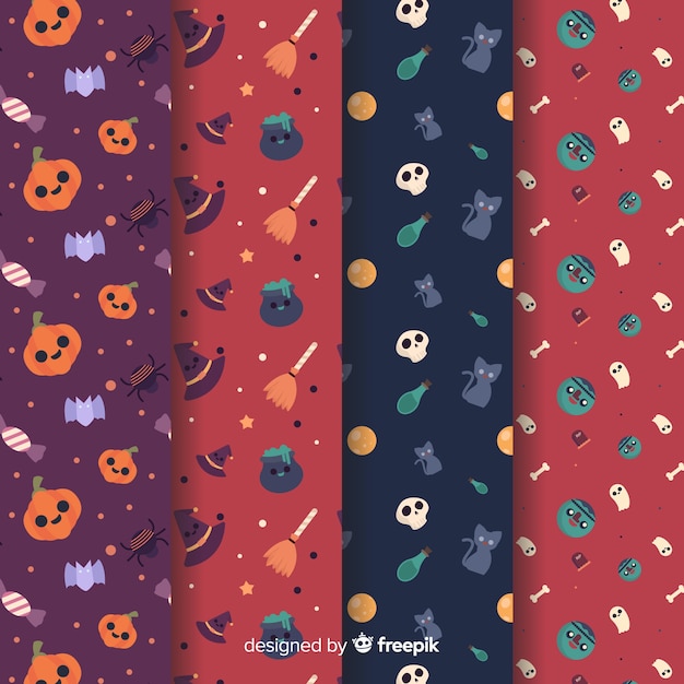 手描きハロウィーンパターンコレクション