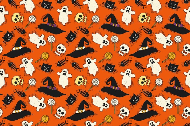 Free vector hand drawn halloween pattern design