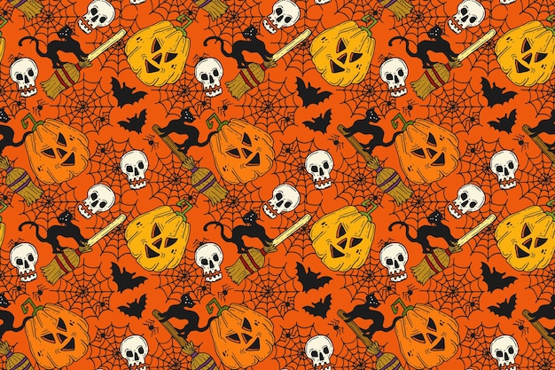 Free vector hand drawn halloween pattern design