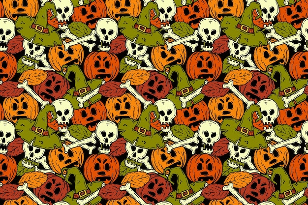 Free vector hand drawn halloween pattern design