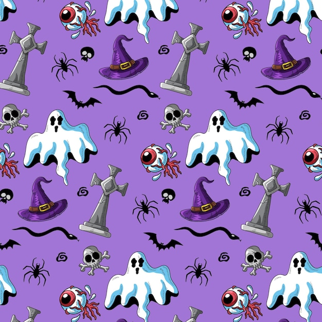 Free vector hand drawn halloween pattern design