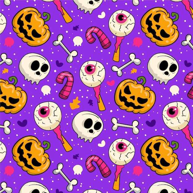 Free vector hand drawn halloween pattern design