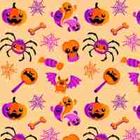 Free vector hand drawn halloween pattern design