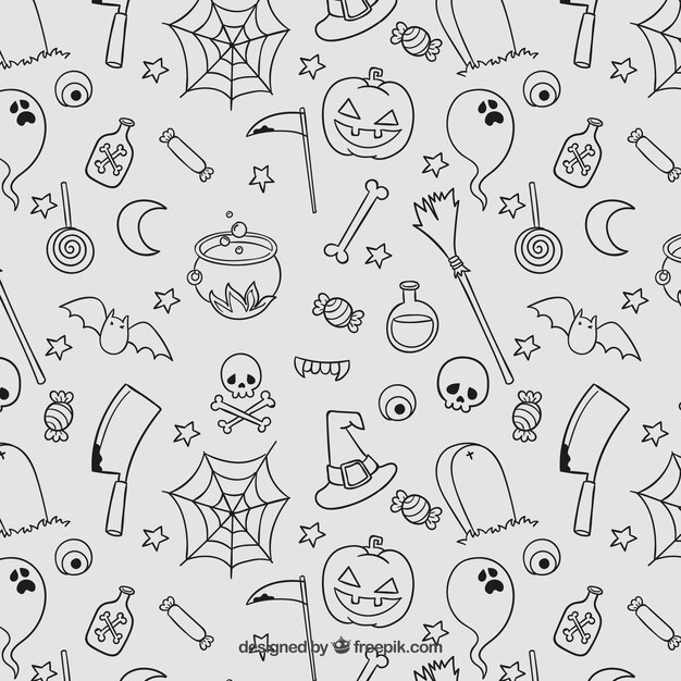 Hand drawn halloween pattern