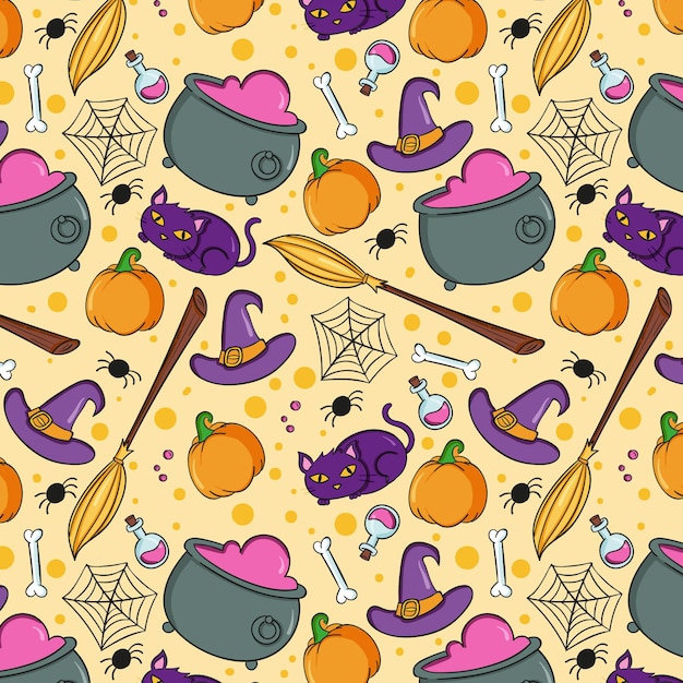 Hand drawn halloween pattern