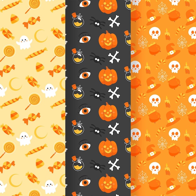 Free vector hand drawn halloween patterns