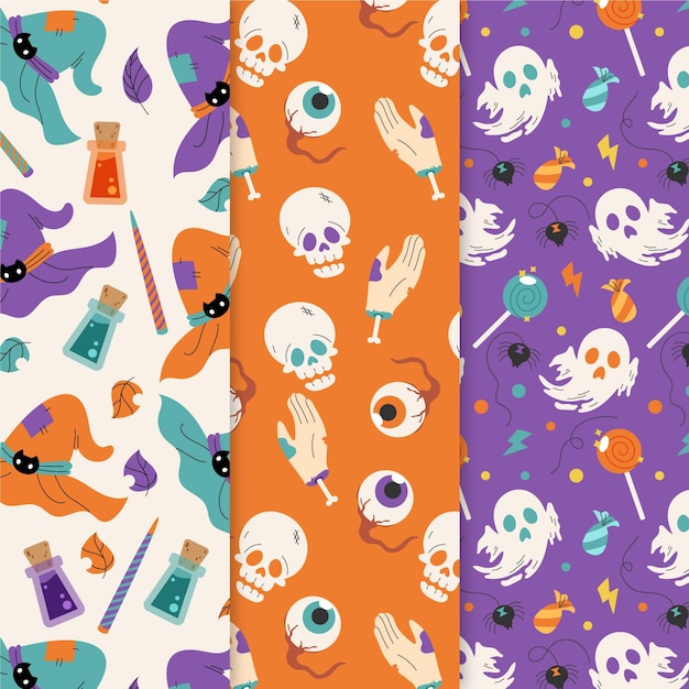 Hand drawn halloween patterns