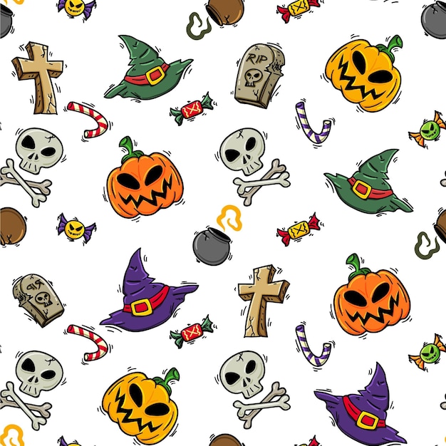 Vettore gratuito modelli di halloween disegnati a mano