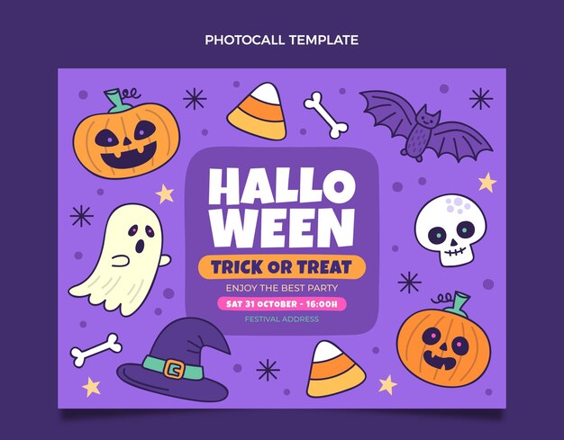 Hand drawn halloween photocall template