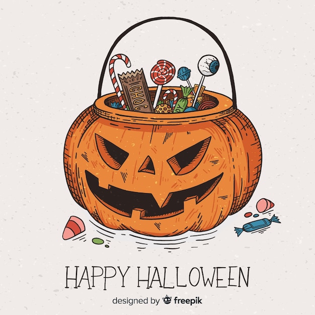 Free vector hand drawn halloween pumpkin background