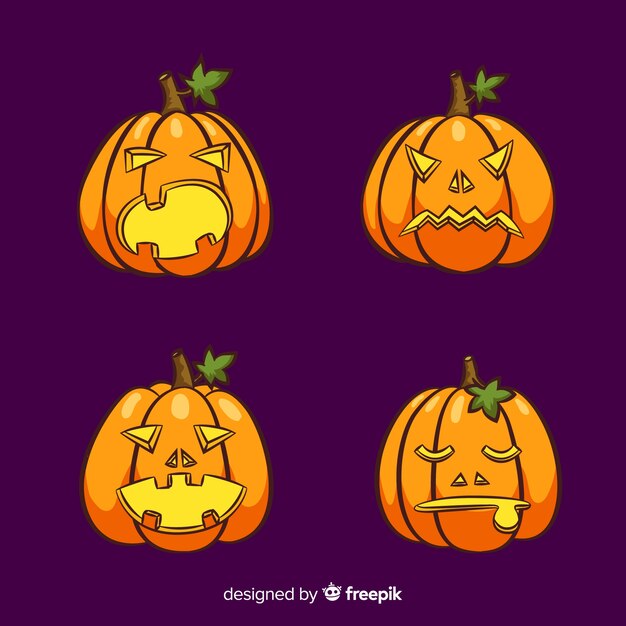 Hand drawn halloween pumpkin collection