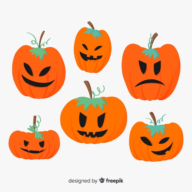 Vettore gratuito collezione di zucca di halloween disegnata a mano