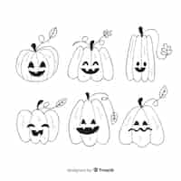 Vettore gratuito collezione di zucca di halloween disegnata a mano