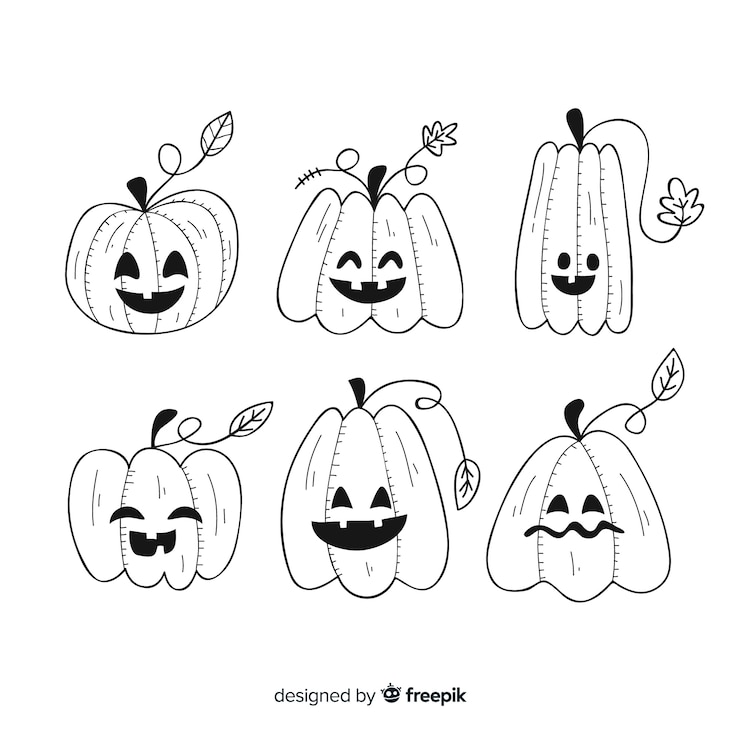 Free Vector hand drawn halloween pumpkin collection