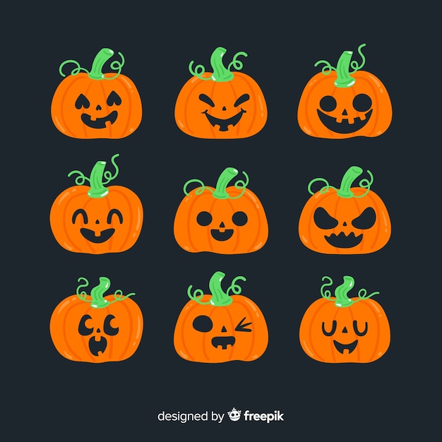 Hand drawn halloween pumpkin collection